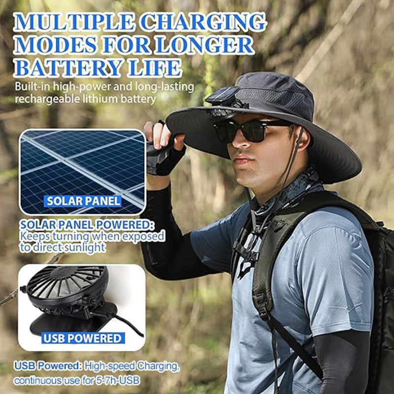 🏆 50K+ SOLD! – Almost Gone-⚡2025 New Ultralight Solar Fan Sun Hat – Lighter Than a Baseball!⚾